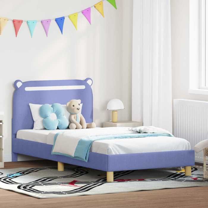 Lit enfant avec tête de lit - UU - Bleu denim - 200x94x84 cm - 90x200 cm - Bois dingénierie - Cadre à lattes