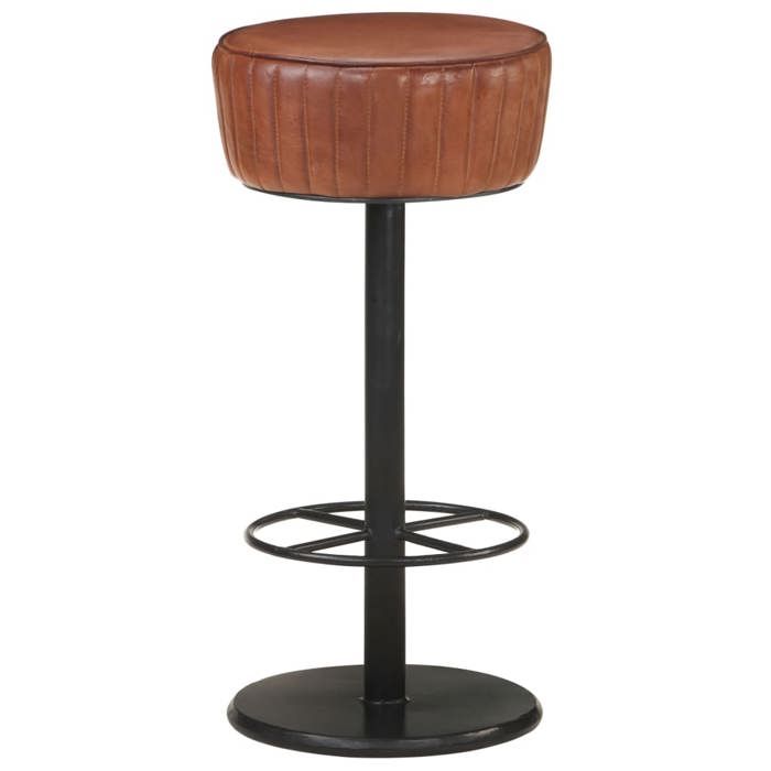 Tabouret de bar en cuir véritable - Happiness - Marron - 37x76 cm - Cuir véritable - Acier enduit de poudre - 110 kg