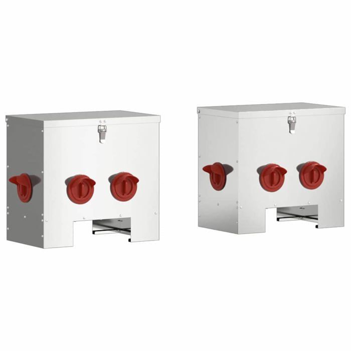 Mangeoire pour poules - vidaXL - 2 pièces - Argent - 405x25x38 cm - Acier galvanisé - Capacité 20 kg