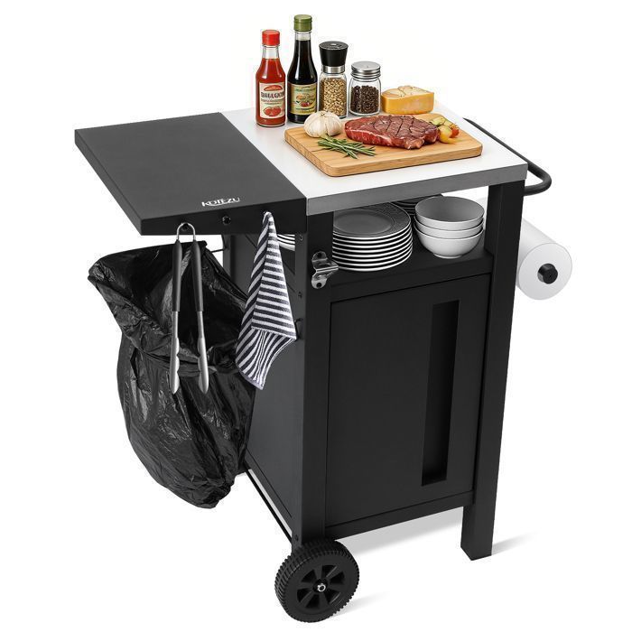 KOTEZU Desserte Barbecue Inox 75 cm Support Gaz et Roulettes