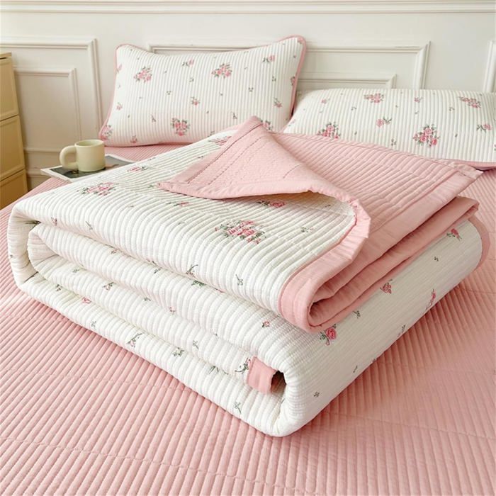 Couvre-lit floral king size 200x230 cm patchwork réversible plaid salon/chambre 1~2 pers. Label