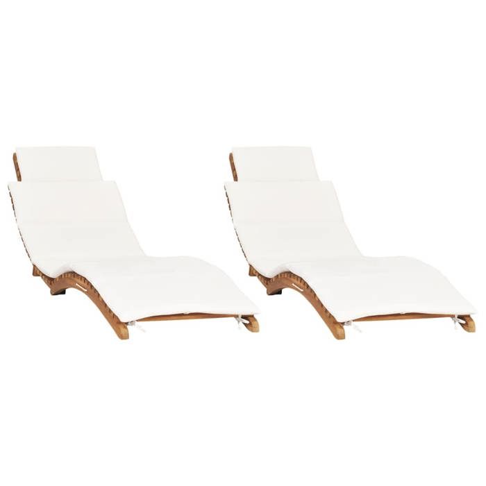 Bain de Soleil - CLARENCE® - Chaises longues - lot de 2 - RUIGNEUF - 2 PLACES - avec coussins Bois massif de teck 59154