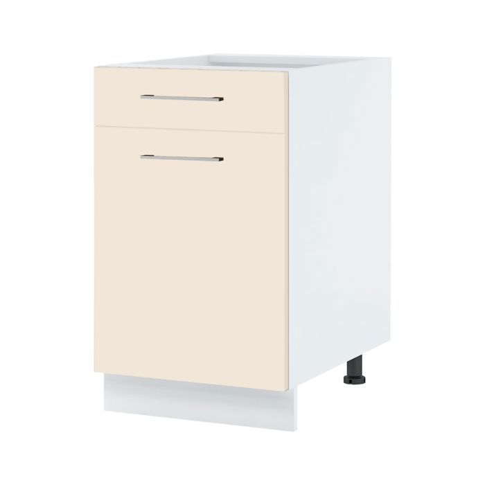 Meuble bas de cuisine Lovia Vanille Mat 1 porte 1 tiroir L 60 cm - Cuisineandcie