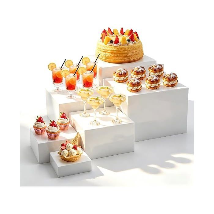 Presentoir Aperitif Buffet Lot de 6(7.6/10.1/12.7/15.2/17.7/20.3cm) Presentoir a Gateau Présentoirs à Dessert en Acrylique SUPPORT