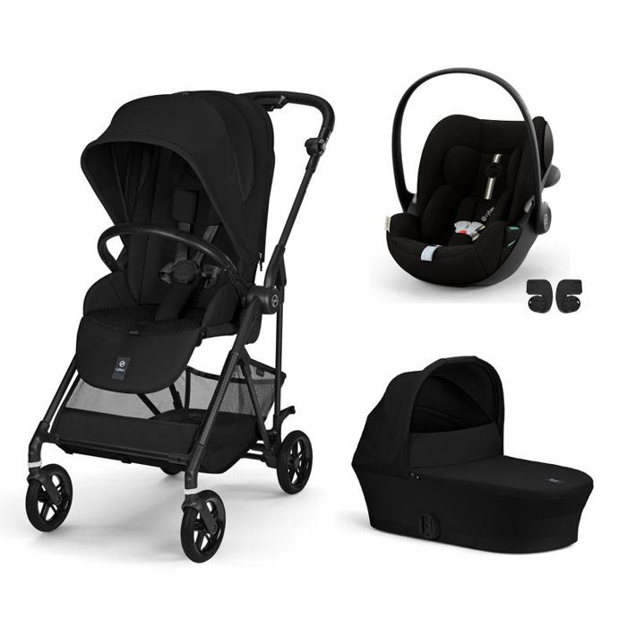 CYBEX - Poussette Trio Melio 6 Carbon + Cloud G Plus + Nacelle Magic Black