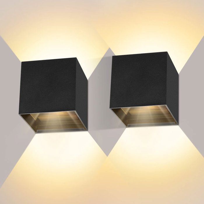 Applique murale 2 pièces – Lampe cube – Lampe dextérieur – pour une utilisation intérieure et extérieure – noire – 3CQINGSHOP