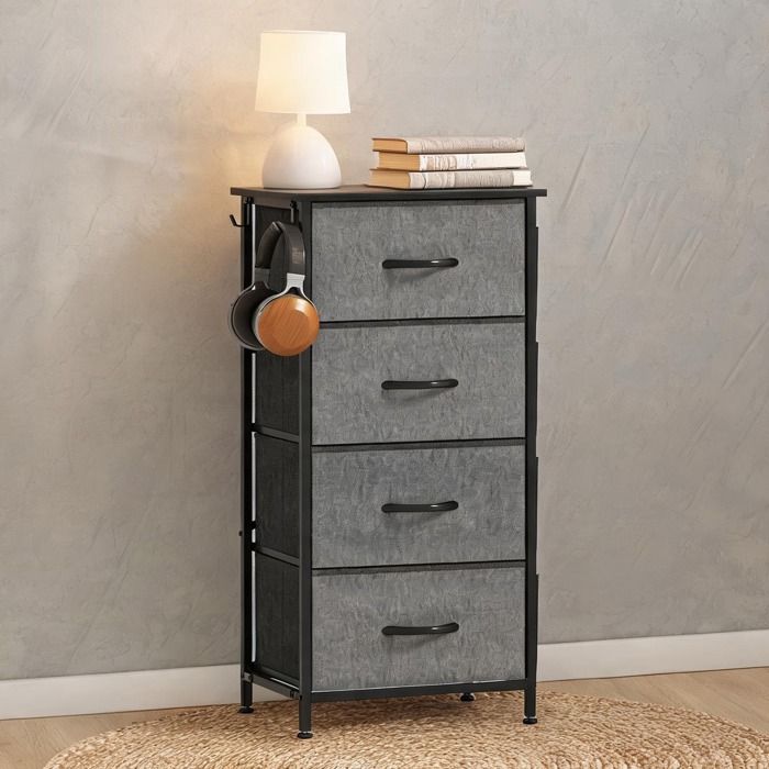 Colonne De Salle De Bain Armoire De Salle De Bain - 17.7 x 11.8 x 37.2 in Storage Cabinets with Commode colonne grise en tissu non