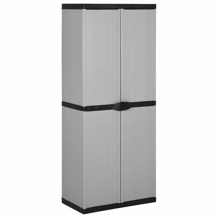 Gris Armoire de rangement de jardin 3 étagères Gris/noir 68x40x168cm - Meuble Rangement LV30694
