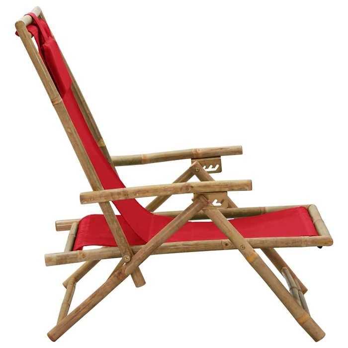Fauteuil inclinable de jardin en bambou rouge - vidaXL - Sans coussin - Dossier réglable en 4 positions - Pliable 933158