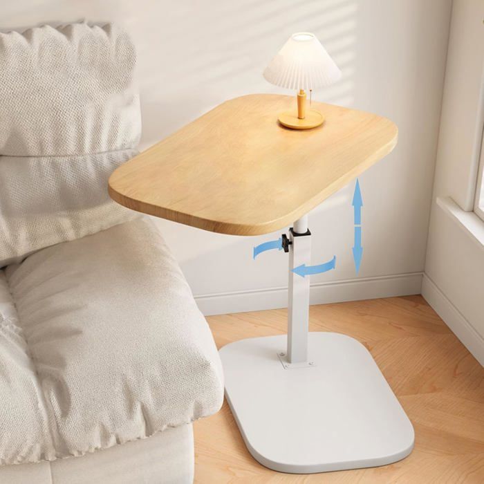 Table de Lit Réglable en Hauteur 40-80 cmTable dAppoint en Forme de C Table de Canapé en Bois et Métal pour Chambre Salon(A) Table de Lit Réglable en Hauteur 40-80 cmTable dAppoint en Forme de C Table de Canapé en Bois et Métal pour Chambre Salon(A)