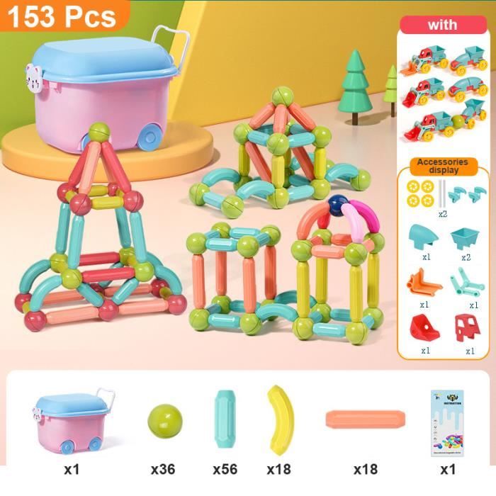 182 Pièces Blocs Magnétiques 3D - Jeu De Construction Montessori Pour Enfants 4 Ans Et Plus