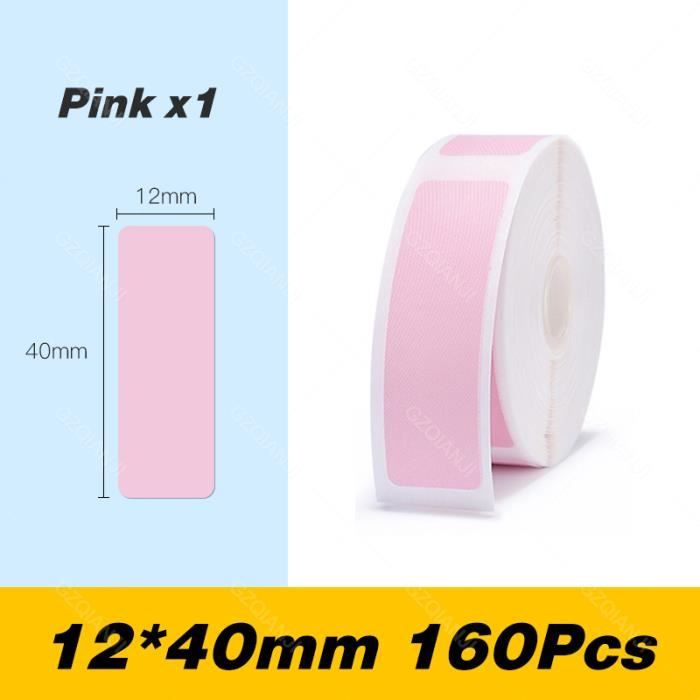 Étiquettes Autocollantes Thermiques Nelko P21 - 12x40mm - 3 Rouleaux De 180 Étiquettes - Jaune/Bleu/Rose - Pour Bureau Et Maison