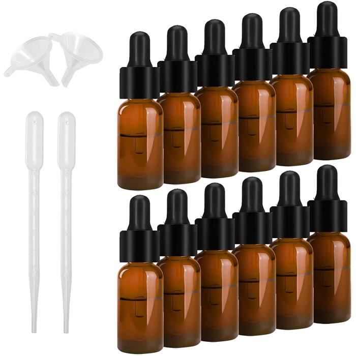 Lot De 5 Flacons Compte-gouttes 30ml Vides En Plastique + Pipette En Verre 1