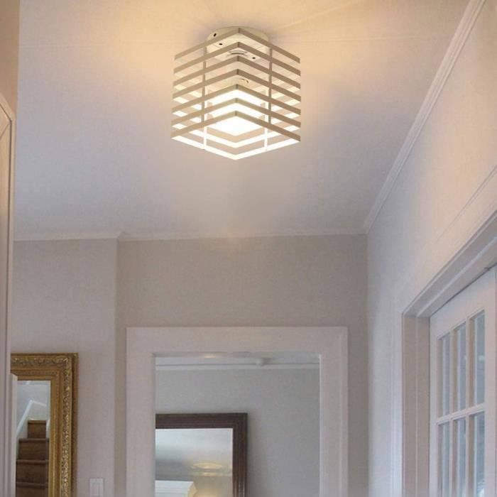 Zaku Plafonnier Industrielle Cage Lustre Suspension en Métal Fer Luminaire pour Chambre Cuisine Couloir Blanc