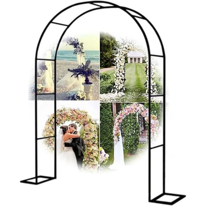 Arche De Jardin Métal 240x220cm Noir - Support Plantes Grimpantes, Mariage, Décoration Extérieure
