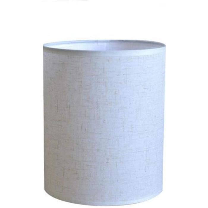Abat-jour Tambour En Lin Blanc - 20x13 Cm, Pour Lampe E27 - Design Minimaliste, Diffusion Lumineuse Douce