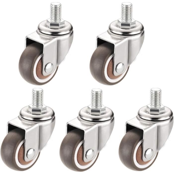 Lot De 4 Roulettes Pivotantes Nylon 360° Avec Tige Filetée M8x13mm - Charge 20kg Par Roue - Neuf