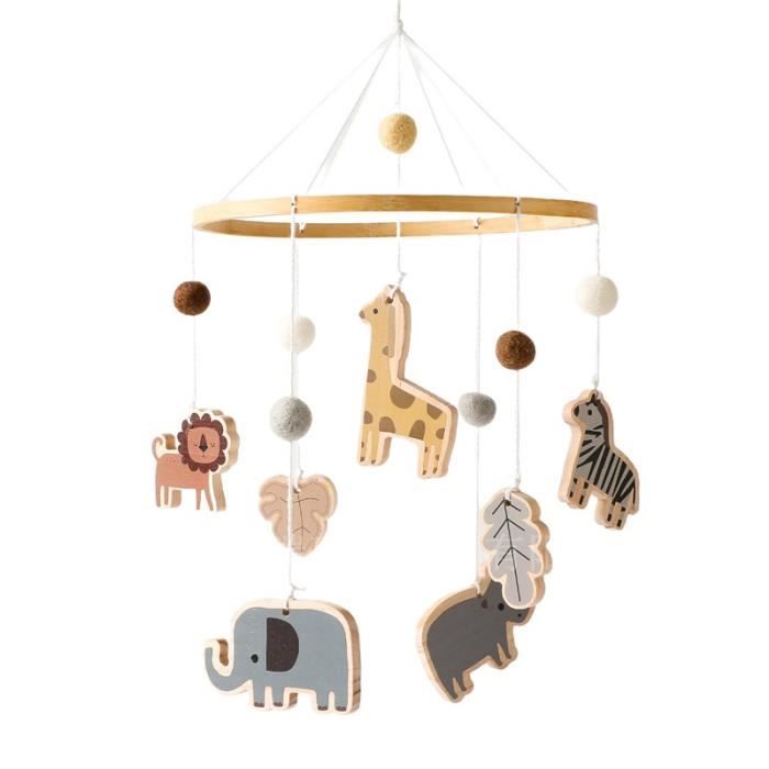 Mobile bébé Forêt animaux, en bois bébé mobile lit bébé jouet boule de  laine girafe lion éléphant, Chambre d'enfant décoration pare - Cdiscount  Puériculture & Eveil bébé