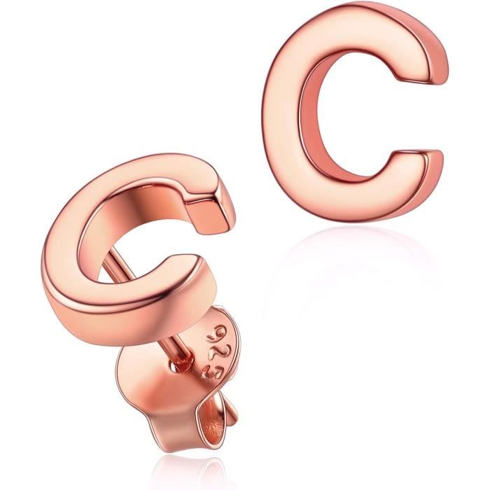 Boucles D’Oreilles Petites Initiales A-Z Argent 925 - Cœur Ajouré Avec Zircons, Cadeau Personnalisé Femme
