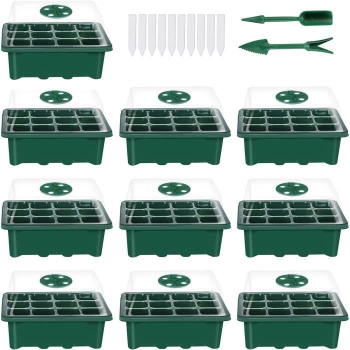 Xtsfx 10 Pack Plateau De Semis 50 Trous - Conteneurs Démarrage Plantation Pour Graines, Idéal Jardinage