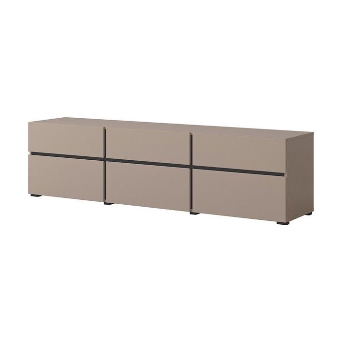 Meuble TV 180cm coloris beige et noir collection HAVANA. Meuble design avec 3 portes et 3 tiroirs. Meuble TV 180cm coloris beige et noir collection HAVANA. Meuble design avec 3 portes et 3 tiroirs.