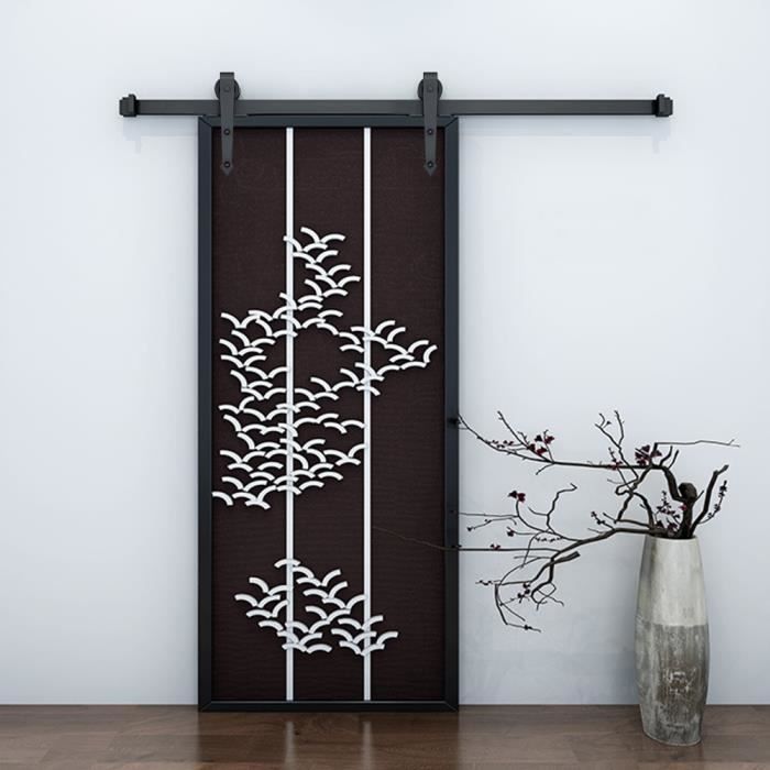 TSMST 122cm Quincaillerie Kit de Rail pour Porte Coulissante avec Guide de Plancher de Porte de Porte de Grange Kit de Rail de Porte de Grange,forme de J