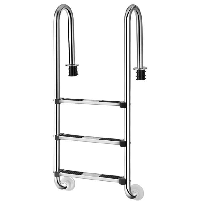 COSTWAY Échelle de Piscine à 3 Marches en Acier Inoxydable Revêtement en Caoutchouc Anti-dérapant sur les Echelons (200 kg Max)