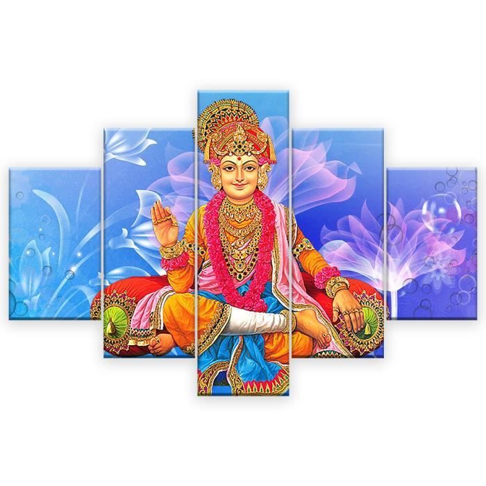 5 Panneaux Celebre Hd Imprimer Bouddha Toile Peinture Affiche Mur Photos Pour Salon Cuisine Chambre Non Encadree Cdiscount Maison