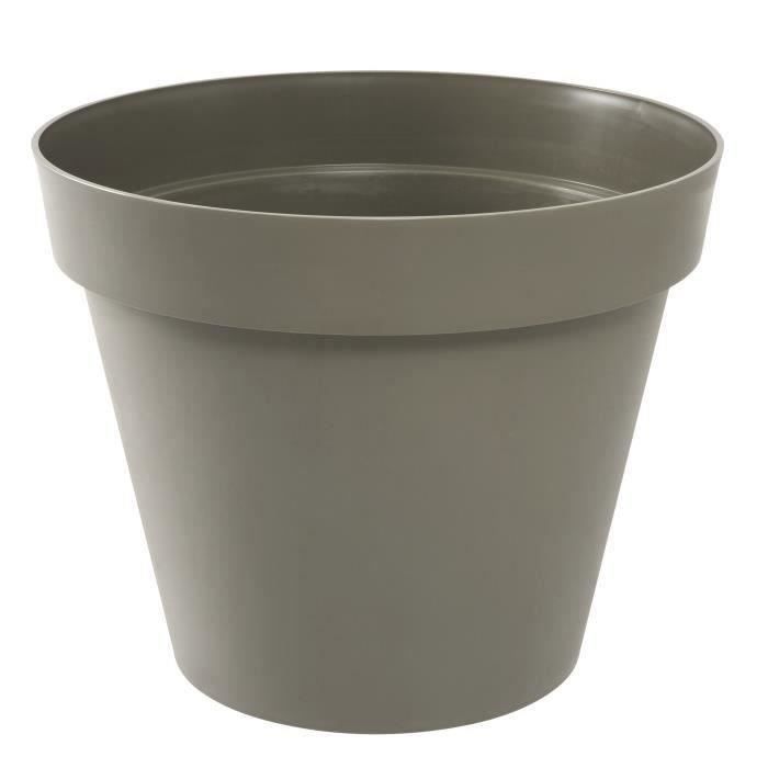EDA Pot de fleur rond Toscane - Ø 60 x H 47 cm - 76 L - Taupe