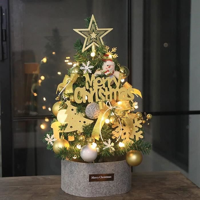 Mini Sapin de Noël,60 cm Petit Sapin de Noël Artificiel avec Lumières
