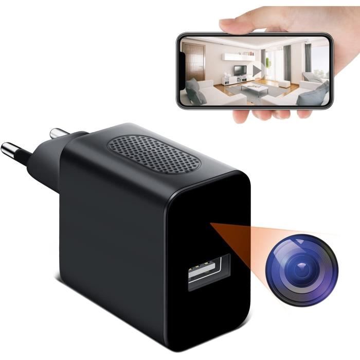 TJS-Caméra Espion WiFi Caméra Cachée 4K-1080P USB Chargeur Mini