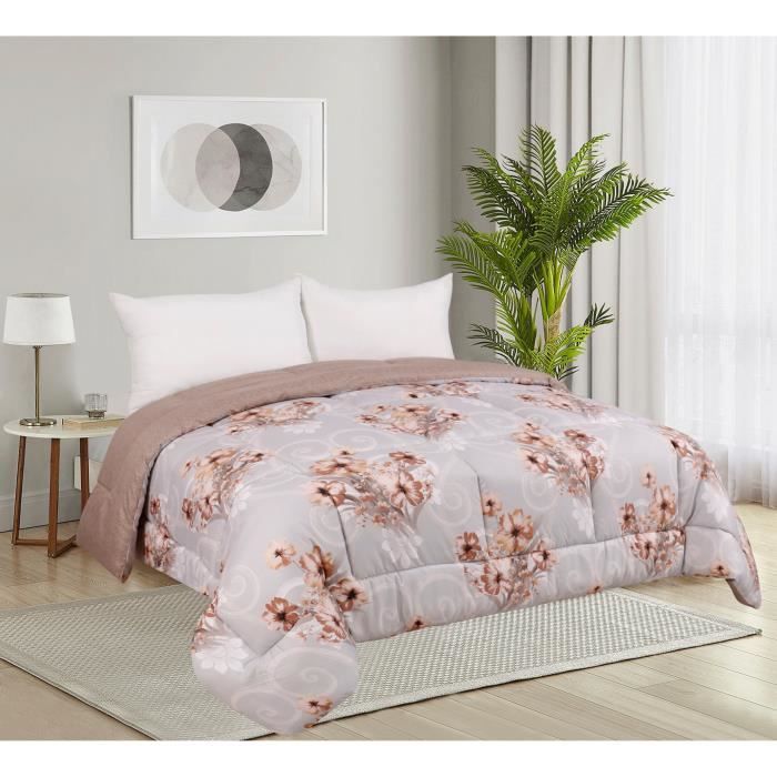 Couette Chaude Hiver 600 GSM 220x240 Cm - Microfibre Douce, Garnissage Fibres Siliconées, Lavable Machine