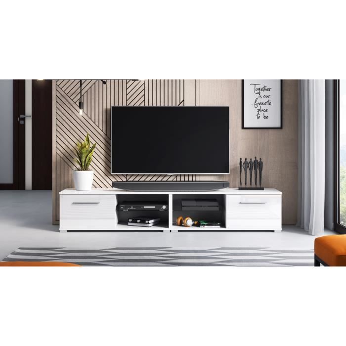 Meuble TV design MAGNUM - Décoro - Blanc - Rectangulaire