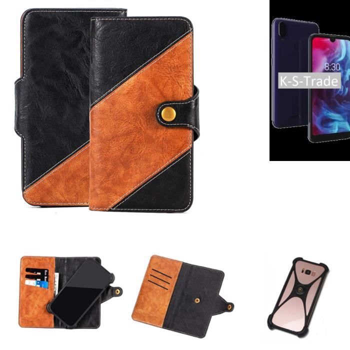 TienJueShi Bleu Flip Retro Support à Rabat Cuir Housse Coque Pour