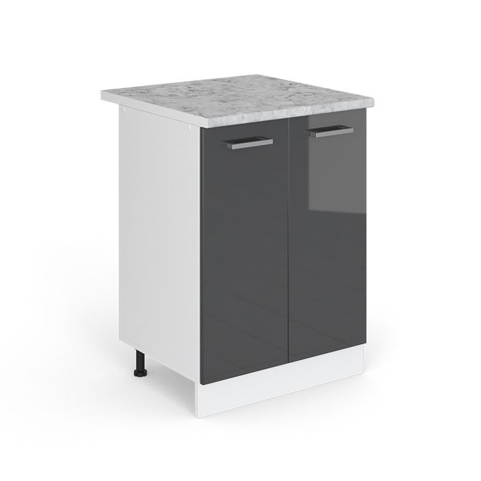 Meuble bas de cuisine R-Line 60cm PT Marbre Anthracite Haute brillance/Blanc Vicco 29239