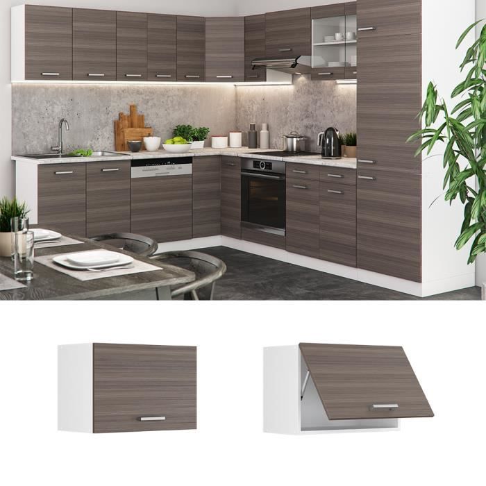 meuble haut 60 cm (horizontal) vicco r-line blanc/gris noble - aspect bois - contemporain - design