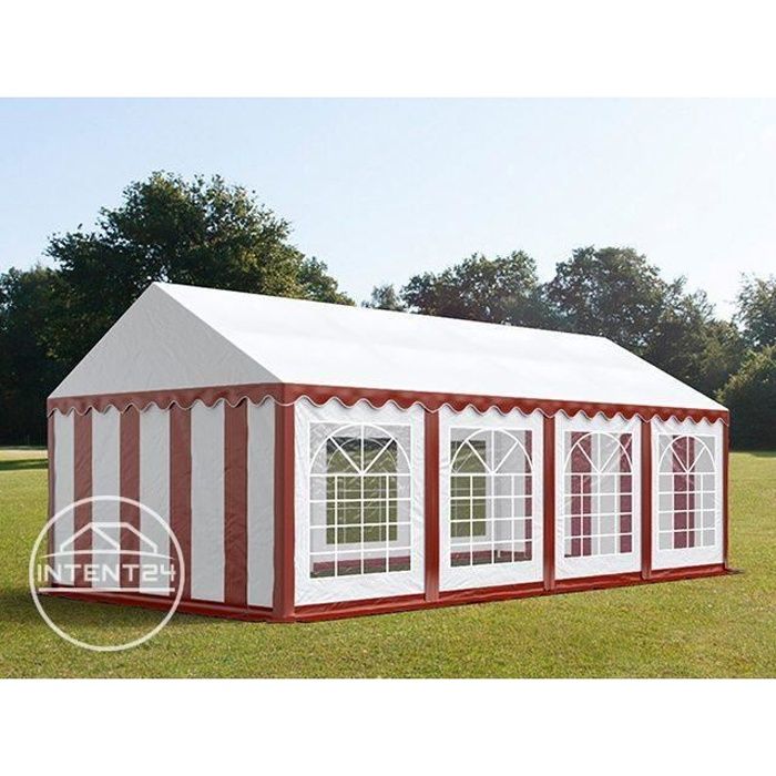 TOOLPORT  4x8 m tente de r&eacute;ception, PVC 700, H. 2 m, rouge-blanc - (6087)