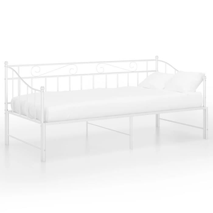 Canapé-lit extensible JILL - Lit de jour - Blanc - 90x200 cm - Avec petit lit