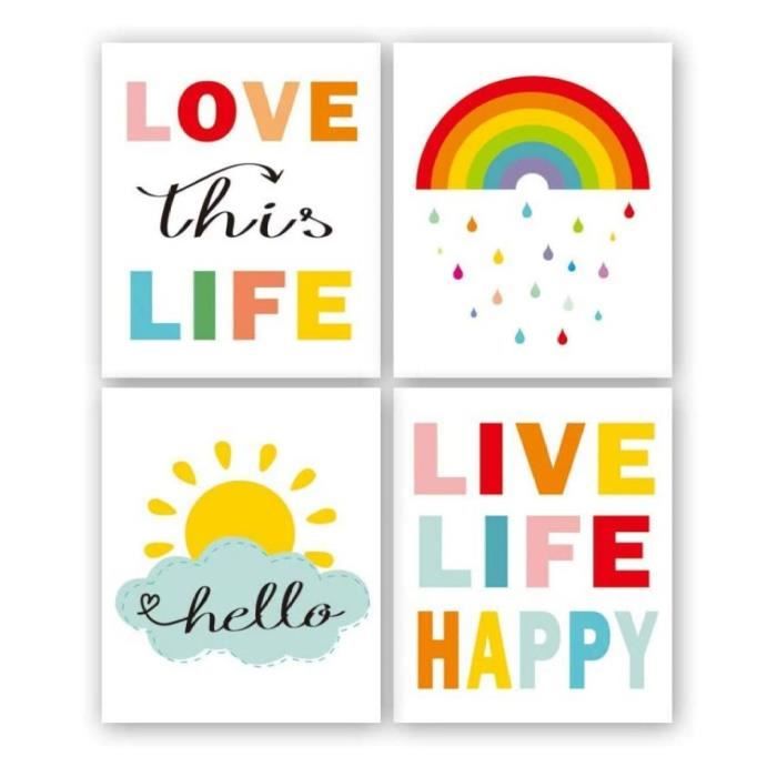 Lot De 4 Posters De Chambre Fille Affiche Arc En Ciel Pour Chambre D Enfants Bebe Affiches D Art De Citation Inspirante 30x40cm Cdiscount Maison Lot De 4 Posters De Chambre Fille Affiche Arc En Ciel Pour Chambre D Enfants Bebe Affiches D Art De Citation Inspirante 30x40cm Cdiscount Maison