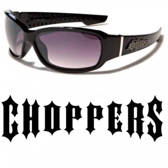 Lunettes De Soleil Choppers Pour Homme - Cadre Noir Brillant, Verre Miroir Fumé - Taille Unique - Neuf Avec étiquettes
