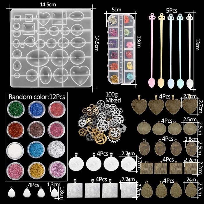 Lot de 4 moules en résine pour briquet avec paillettes décoratives