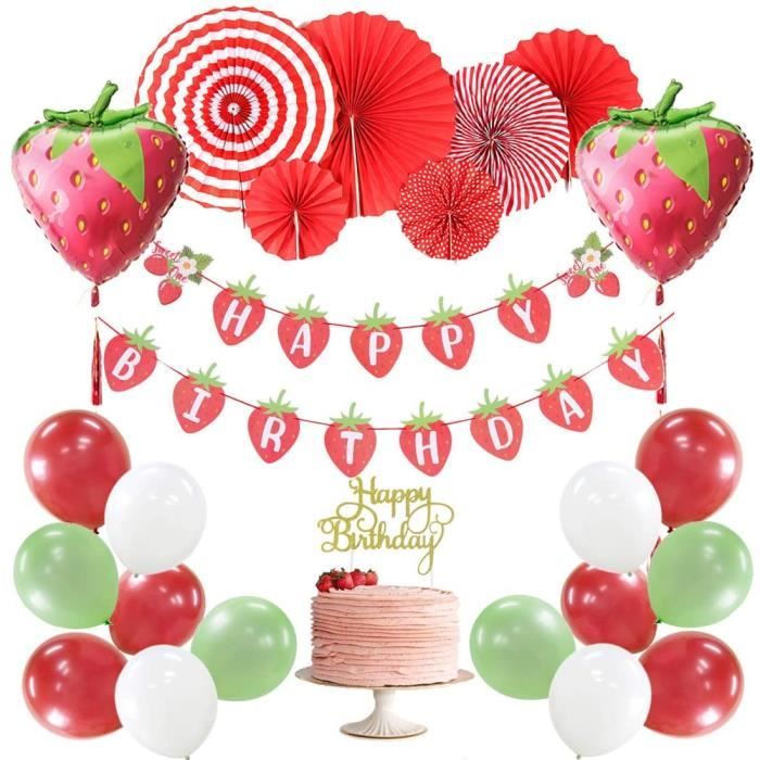 Decoration Anniversaire Enfant, Deco Anniversaire Rouge Décoration de Fête  d'anniversaire à Thème Fraise avec Éventail en papie A105 - Cdiscount Maison