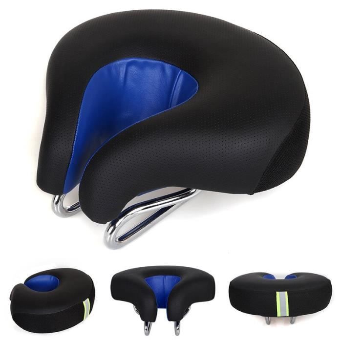 BULLSPANN Selle De Vélo Universelle – Confort Homme/Femme, Cuir PU Imperméable, Double Suspension, Bleu