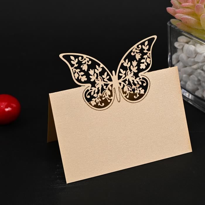 Lot De 50 Cartes De Place Pour Mariage - Design Ours Creux élégant En Papier Nacré, Blanc