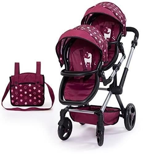 Poussette pour jumeaux - BAYER DESIGN - TWIN XEO - Pliable - Pour poupées jusquà 46 cm - Rouge