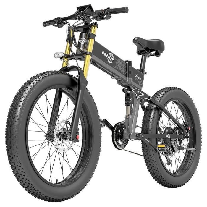 Vélo Électrique BEZIOR X-PLUS 1500W Moteur 48V 17.5Ah Batterie 26*4.0 Pneu VTT Max 200kg Charge