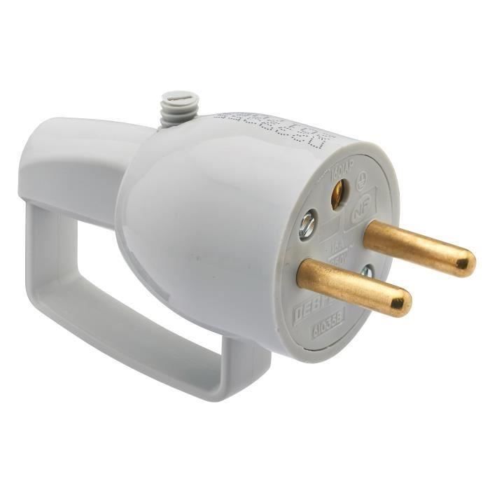 Fiche mâle 2P+T plexo gris LEGRAND