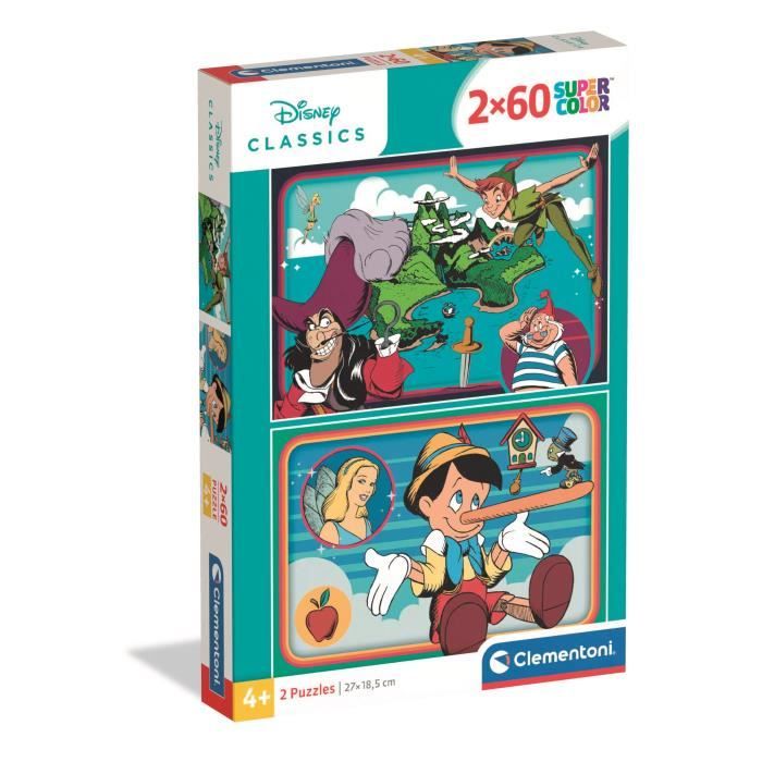 Puzzle Enfant Disney Classic 2x60 pièces Walt Disney Fabriqué en Italie 24823 Clementoni