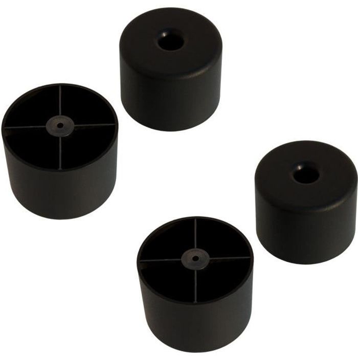 4x pied de meuble D = 50mm x H = 30mm plastique noir rond patin guide canapé lit table