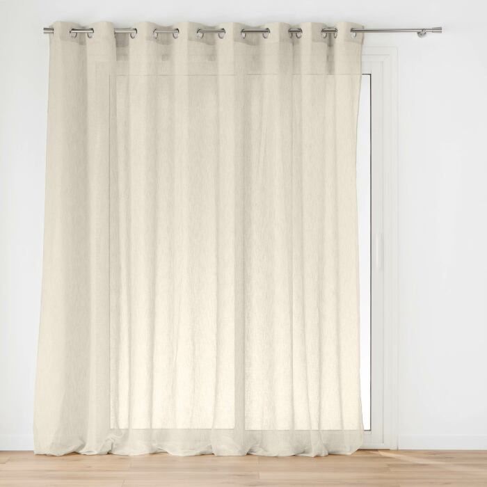 Voilages Douceur D'Intérieur - Paire Droite Passe-tringle 70x200 Cm - Tissu Karla Taupe - Filtre Lumière élégant